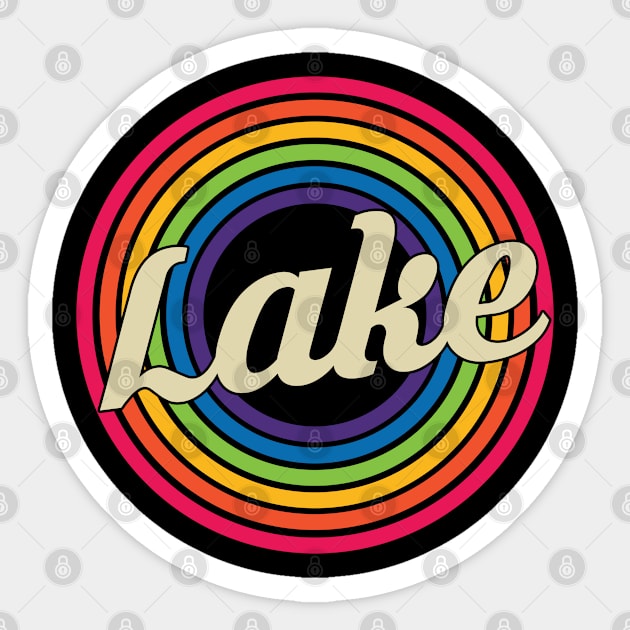 Lake - Retro Rainbow Style Sticker by MaydenArt